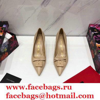 Dolce  &  Gabbana Thin Heel 6.5cm Leather Sicily Pumps Beige 2021